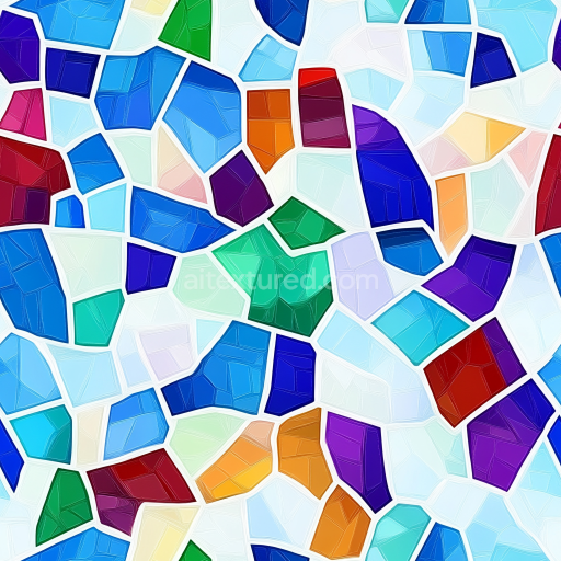 Seamless 3D PBR Texture of Colorful Irregular Mosaic Tiles with Glossy Finish texture preview