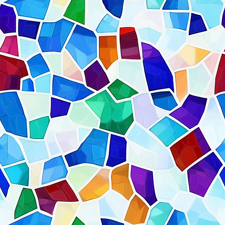 Colorful Irregular Mosaic Tiles with Glossy Finish seamless PBR texture preview