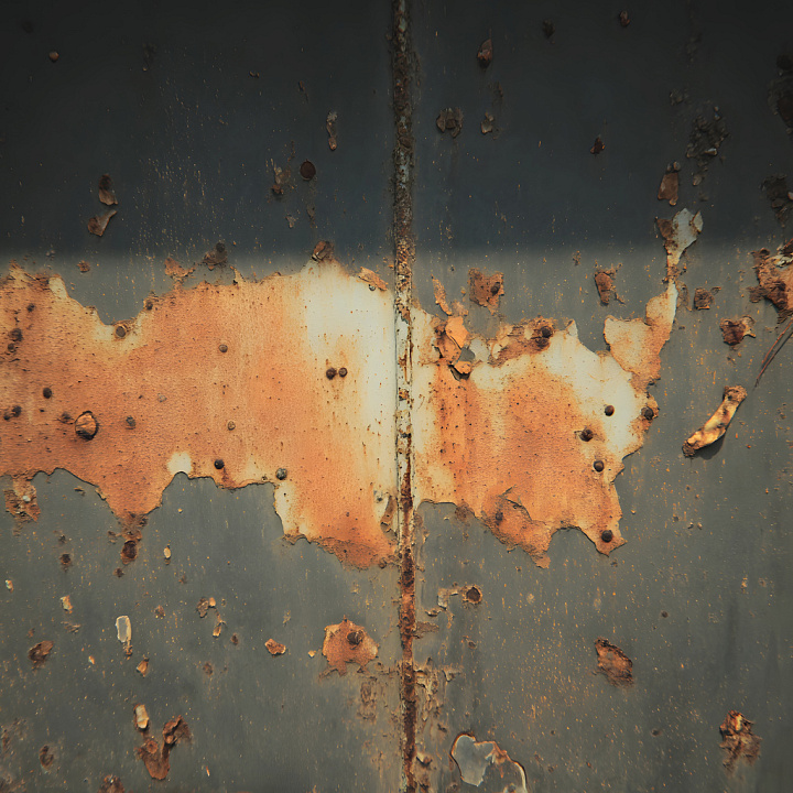 Rusty Metal Featuring Peeling Orange Paint and Corrosion seamless PBR texture preview