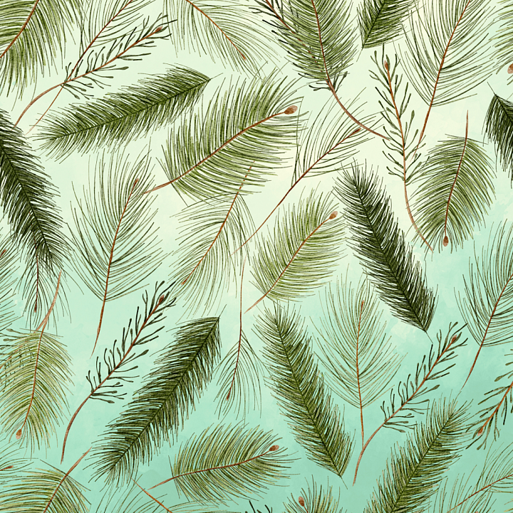 Featuring Watercolor Greenery Leaf Pattern on Light Blue Background seamless PBR texture preview