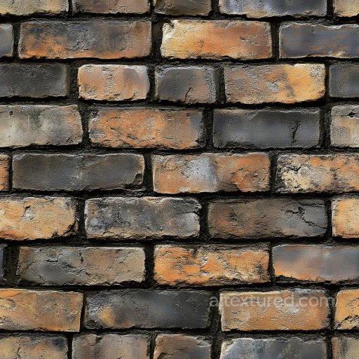 Cracked and Chipped Brick Wall PBR Texture with Weathered Orange and Gray Hues seamless Brick PBR texture