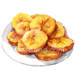 seamless Watercolor Style Fried Plantains Breakfast Plate Illustration texture 8k free download PBR