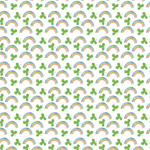 Seamless 3D PBR Watercolor Shamrock and Rainbow Pattern Texture
