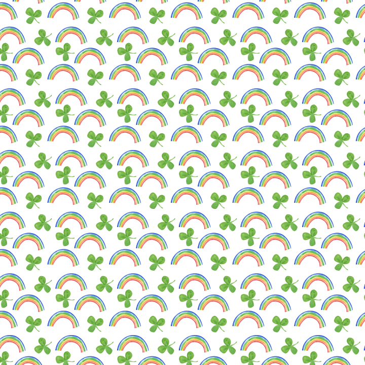 Watercolor Shamrock and Rainbow Pattern seamless PBR texture preview
