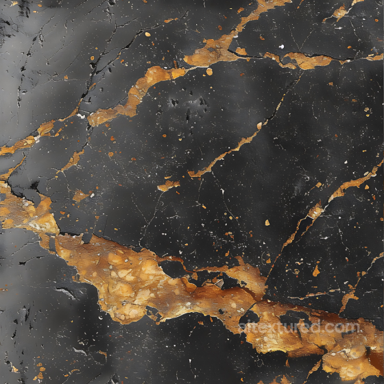 Black Marble PBR Texture Featuring Polished Gold Veins and Matte Finish Marble texture preview