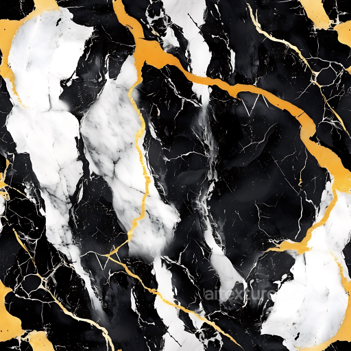 Black and White Marble PBR Texture with Bold Gold Veins and Polished Matte Finish seamless Marble PBR texture