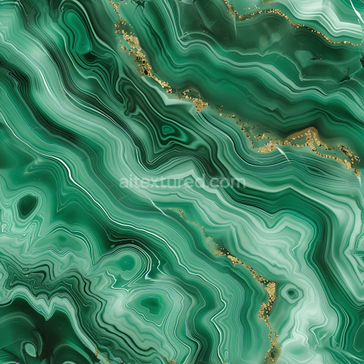 Seamless 3D Jade Green Marble PBR Texture Featuring Luxurious Gold Veins and Fluid Waves