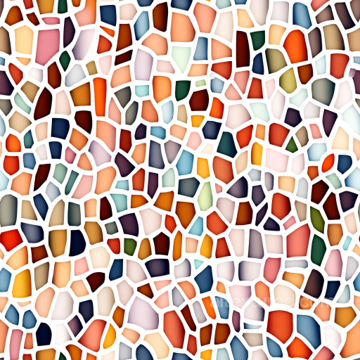 mosaic PBR texture featuring multicolor irregular ceramic tiles with white grout seamless Mosaic PBR texture