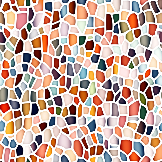 mosaic PBR texture featuring multicolor irregular ceramic tiles with white grout Mosaic texture preview