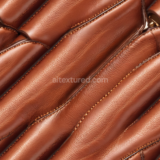 Seamless 3D Quilted Brown Leather PBR Texture with Fine Grain and Stitched Upholstery