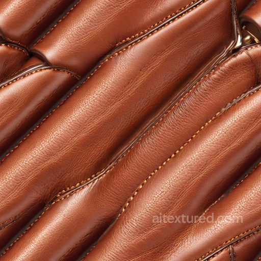 Quilted Brown Leather PBR Texture with Fine Grain and Stitched Upholstery seamless Leather PBR texture