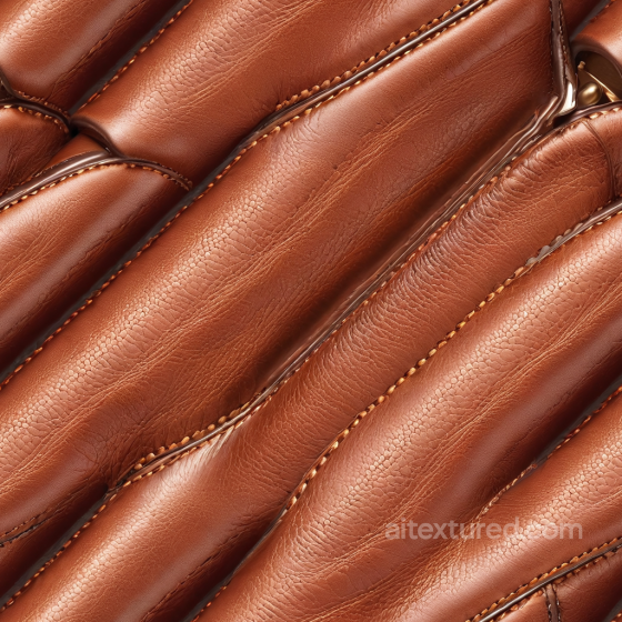 Quilted Brown Leather PBR Texture with Fine Grain and Stitched Upholstery Leather texture preview