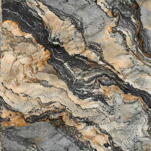 Marble Stone PBR Texture Featuring Black and Orange Veining Patterns seamless Stone PBR texture
