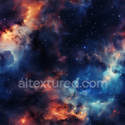 seamless Seamless 3D PBR Space Texture Featuring Vibrant Nebula Clouds with Fiery Oranges and Deep Blues texture 8k free download PBR