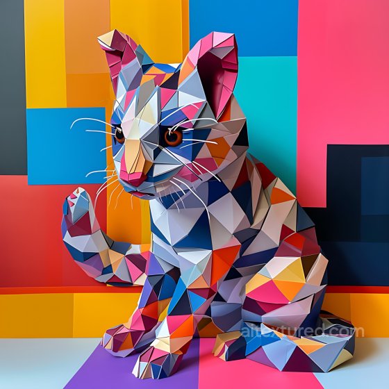 Animal Texture of Low-poly Geometric Cat Pattern in Bright Multicolor Animal texture preview