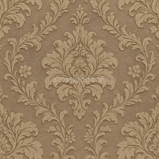 Seamless 3d texture pbr 8k wallpaper with floral damask embossed velvet finish