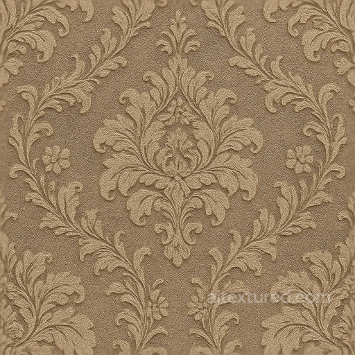 Wallpaper With Floral Damask Embossed Velvet Finish seamless Wallpaper PBR texture