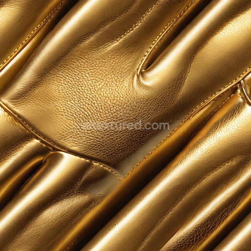 Seamless 3D PBR Gold Pebbled Leather Texture with Detailed Stitching and Smooth Padded Panels