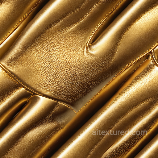 Gold Pebbled Leather Texture with Detailed Stitching and Smooth Padded Panels seamless Leather PBR texture