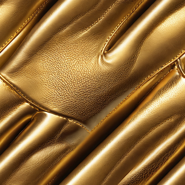 Gold Pebbled Leather with Detailed Stitching and Smooth Padded Panels seamless PBR texture preview