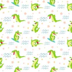 Pattern Bundle - Seamless 3D Pattern PBR Texture with Playful Cartoon Crocodiles and Nautical Motifs texture preview