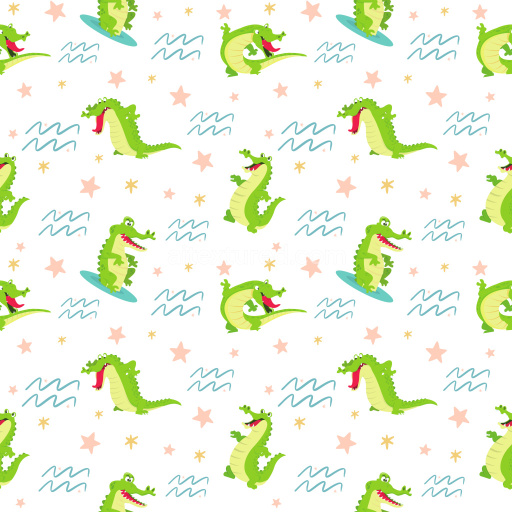 Pattern Bundle - Seamless 3D Pattern PBR Texture with Playful Cartoon Crocodiles and Nautical Motifs texture preview