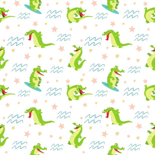 Pattern PBR Texture with Playful Cartoon Crocodiles and Nautical Motifs seamless Pattern Bundle PBR texture