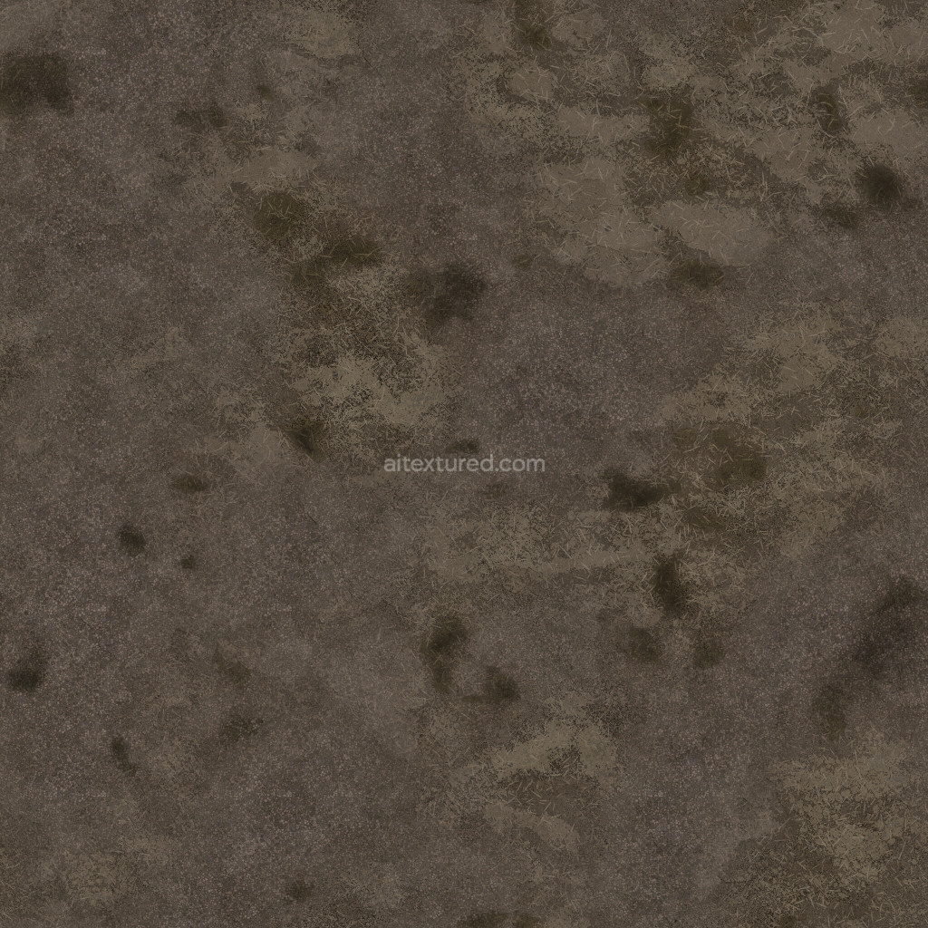 Seamless PBR ground texture with dark and rough surface