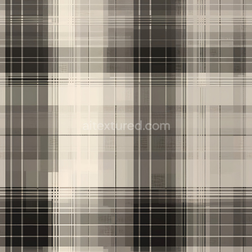 Seamless 3D PBR Texture of Muted Gray and Beige Plaid Fabric Pattern