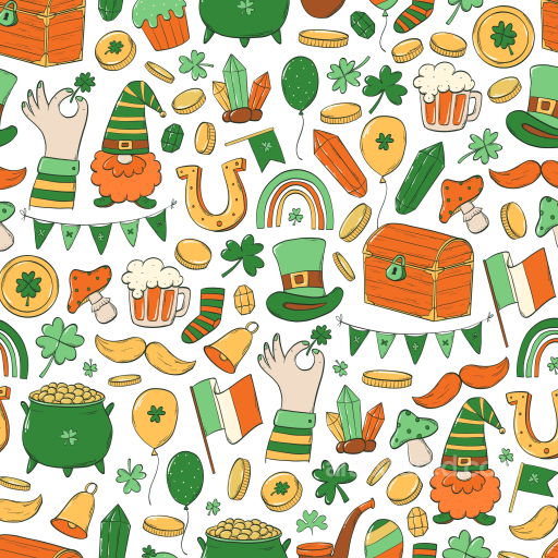 Featuring Colorful St Patrick Digital Paper Illustrations seamless St patrick digital paper bundle PBR texture