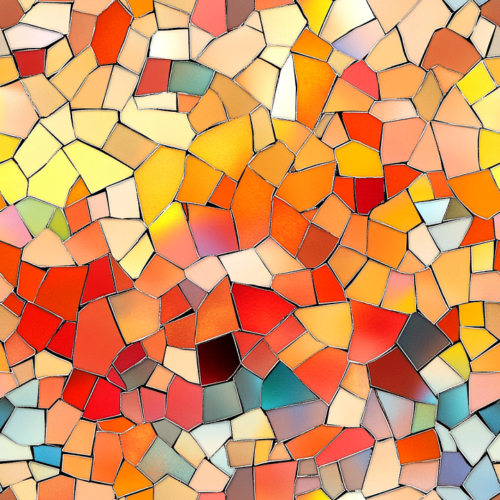 Warm Orange Irregular Stone Mosaic Tiles seamless PBR texture preview