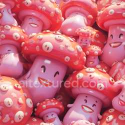 seamless Seamless 3D Inflated PBR Texture of Glossy Pink Rubber Mushrooms with Playful Faces texture 8k free download PBR