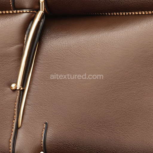 Seamless 3D PBR Texture of Smooth Brown Leather with Distinctive Stitching and Glossy Details