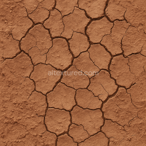 Seamless 3d texture pbr 8k of rough reddish mud with mud cracks and mud drying effects