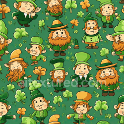 seamless Seamless 3D PBR Texture with Playful St Patrick Leprechaun Cartoon Pattern texture 8k free download PBR