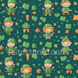 seamless Seamless 3D PBR Texture Featuring Cartoon St Patrick Characters and Shamrocks texture 8k free download PBR
