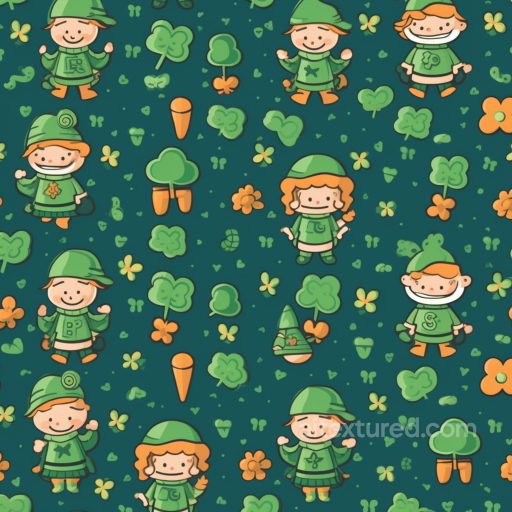 Featuring Cartoon St Patrick Characters and Shamrocks seamless St patrick digital paper bundle PBR texture