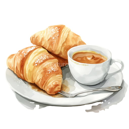 Breakfast Illustration of Argentinian Facturas Pastries with Dulce de Leche in White Cup