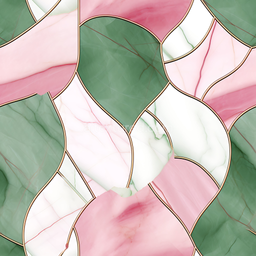 Seamless 3D Marble PBR Texture with Green and Pink Polished Inlay