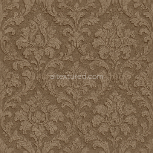 Seamless 3d texture pbr 8k wallpaper with baroque damask velvet raised embossed design