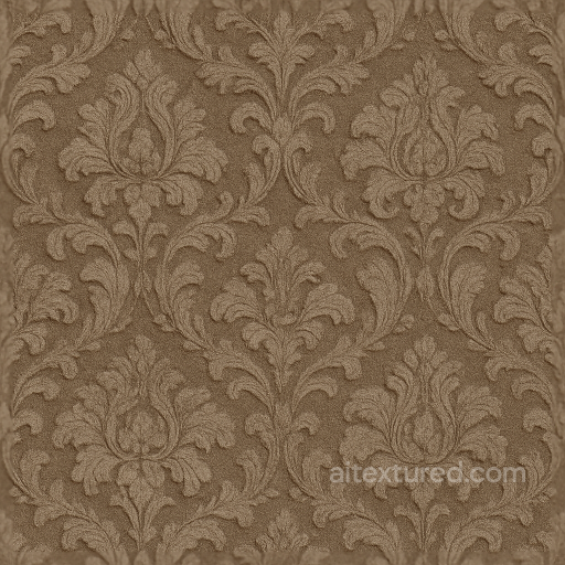 Wallpaper With Baroque Damask Velvet Raised Embossed Design seamless Wallpaper PBR texture