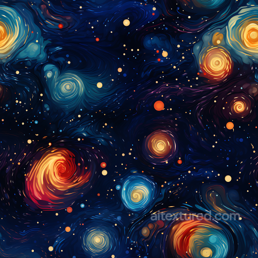 Space PBR Texture Featuring Swirled Galaxy Nebulae and Star Clusters seamless Star, space, planets PBR texture