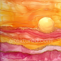 seamless Seamless 3D Alcohol Ink PBR Texture Featuring Warm Sunset Hues and Gold Vein Accents texture 8k free download PBR