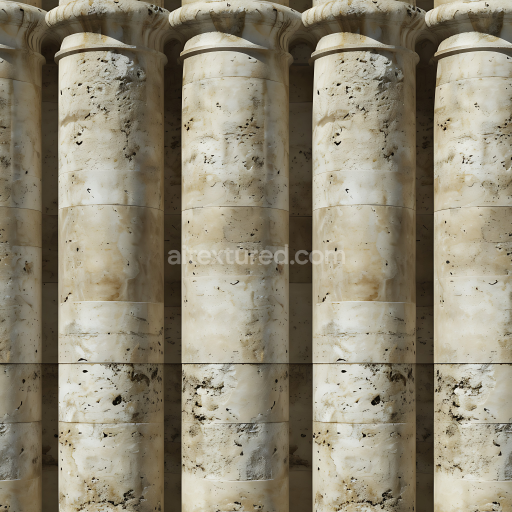 Seamless 3D Weathered Limestone Stone Pillar PBR Texture with Natural Erosion and Surface Detail
