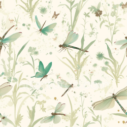 seamless Seamless 3D PBR Dragonfly Texture Featuring Watercolor Greenery and Insects texture 8k free download PBR