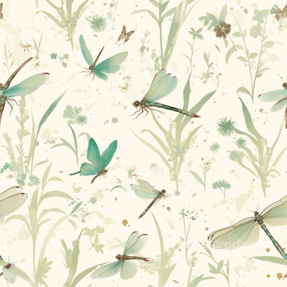 Dragonfly Texture Featuring Watercolor Greenery and Insects Dragonfly texture preview