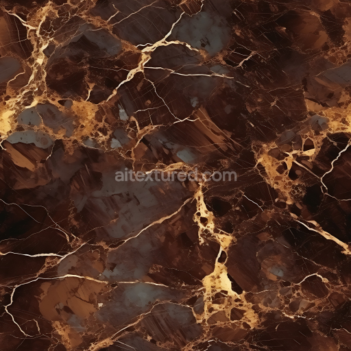 Seamless 3D Brown Marble PBR Texture with Polished Finish and Golden Veining