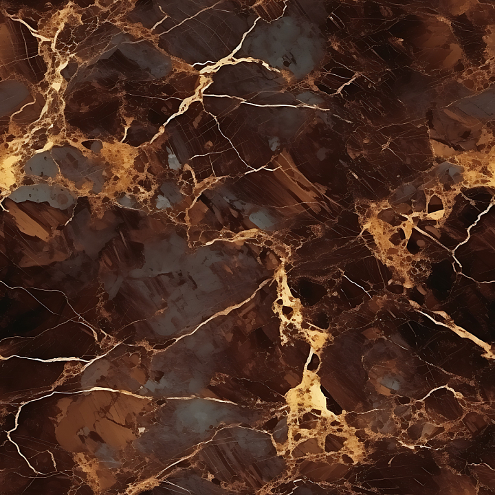 Brown Marble with Polished Finish and Golden Veining seamless PBR texture preview