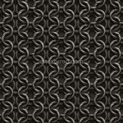 Seamless 3D Texture 8K PBR Chainmail With Gunmetal Gray And Interwoven Rings Pattern