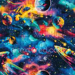 seamless Seamless 3D PBR Texture Featuring Vibrant Space-Themed Graffiti Artwork texture 8k free download PBR